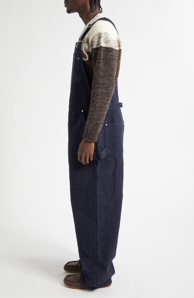 JW Anderson x Guinness Cotton Canvas Workwear Overalls, Alternate, color, Indigo
