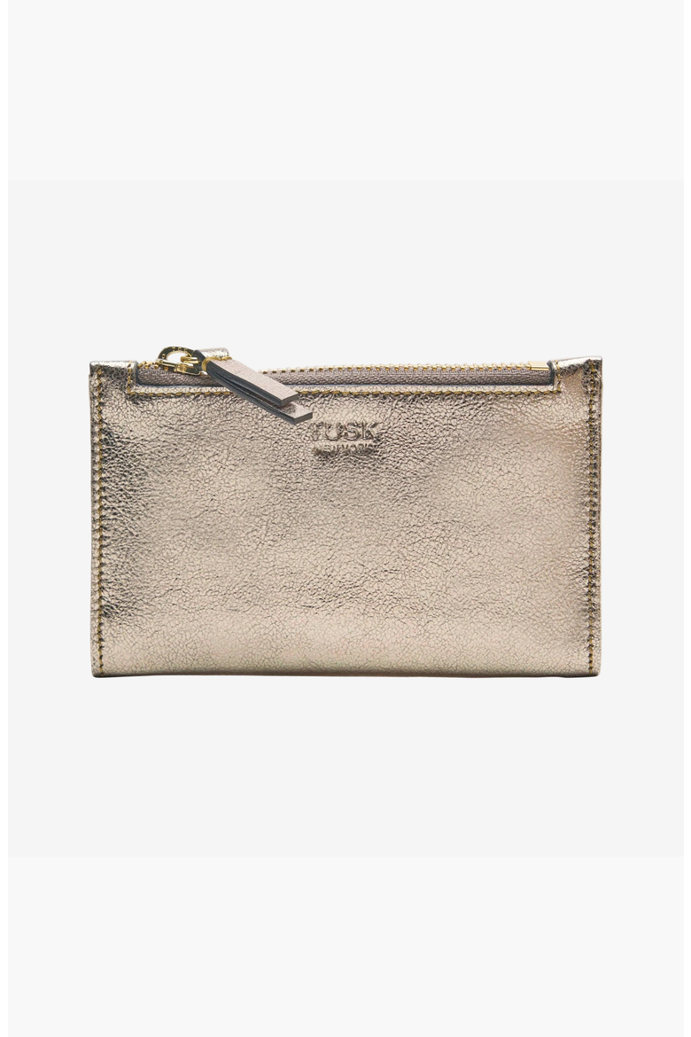Jen Slim Card Case With Zip Coin Pocket, Main, color, Gold