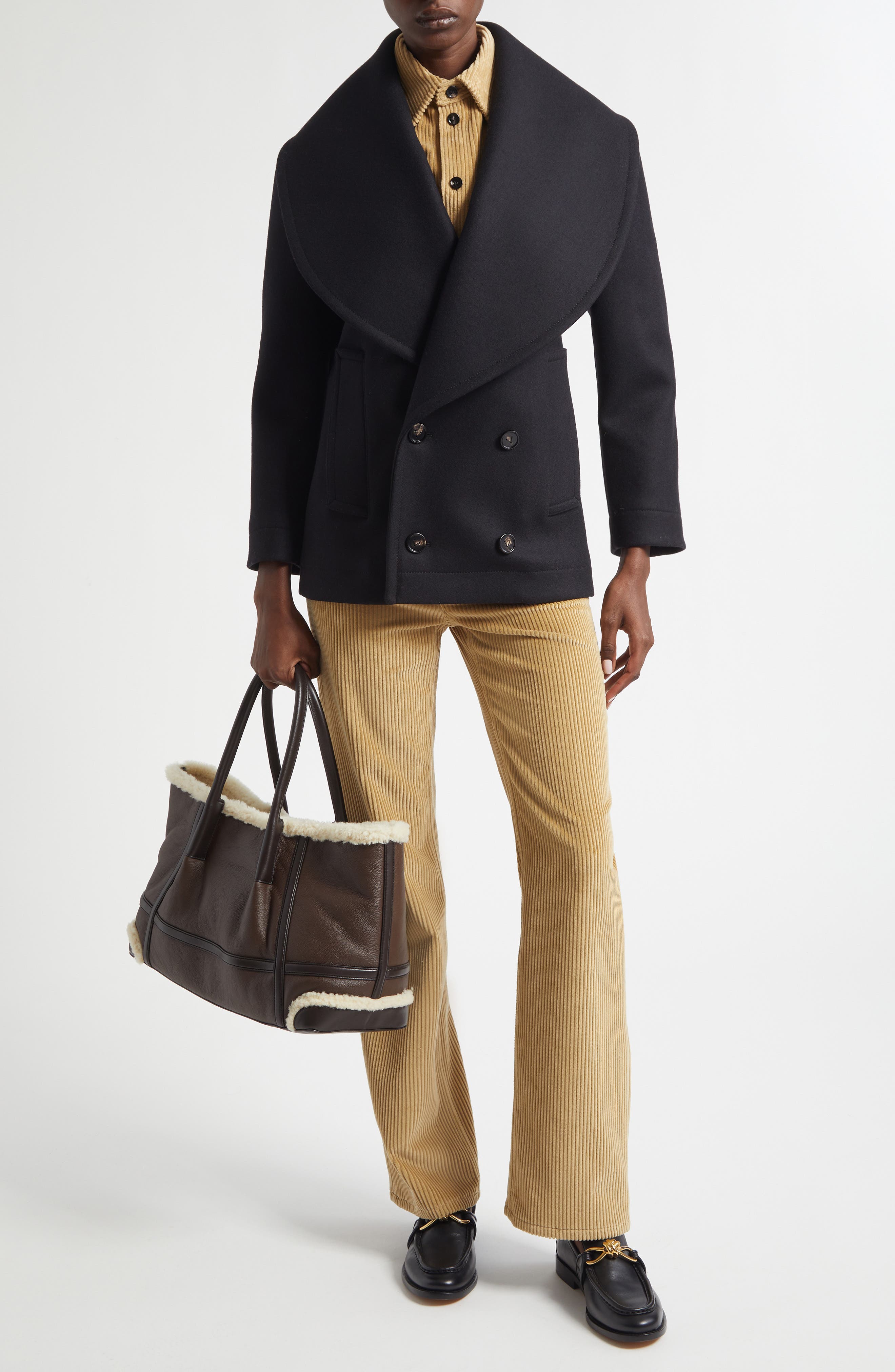 Stretch Wool Blend Felt Double Breasted Coat - image 2
