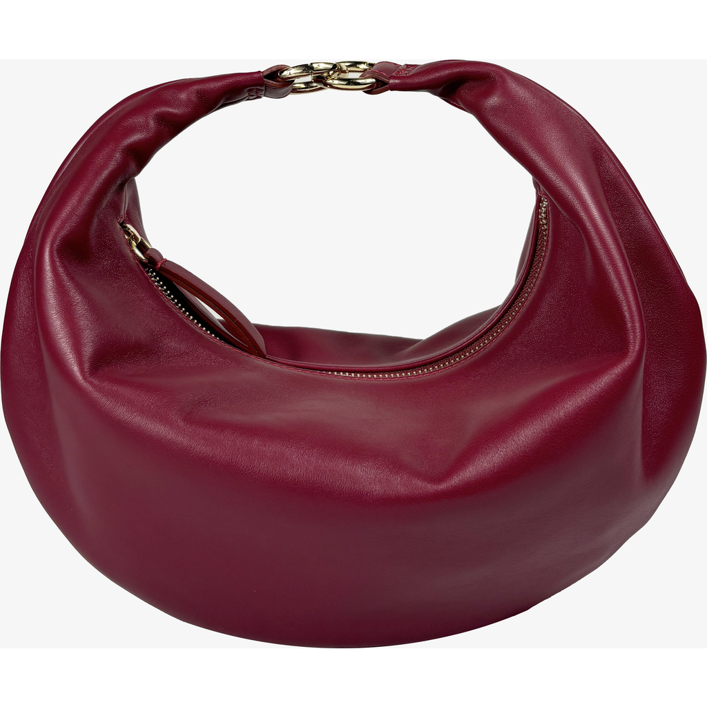 Hyer Goods Small Leather Convertible Hobo Crescent Ring Bag In Dark Cherry Red