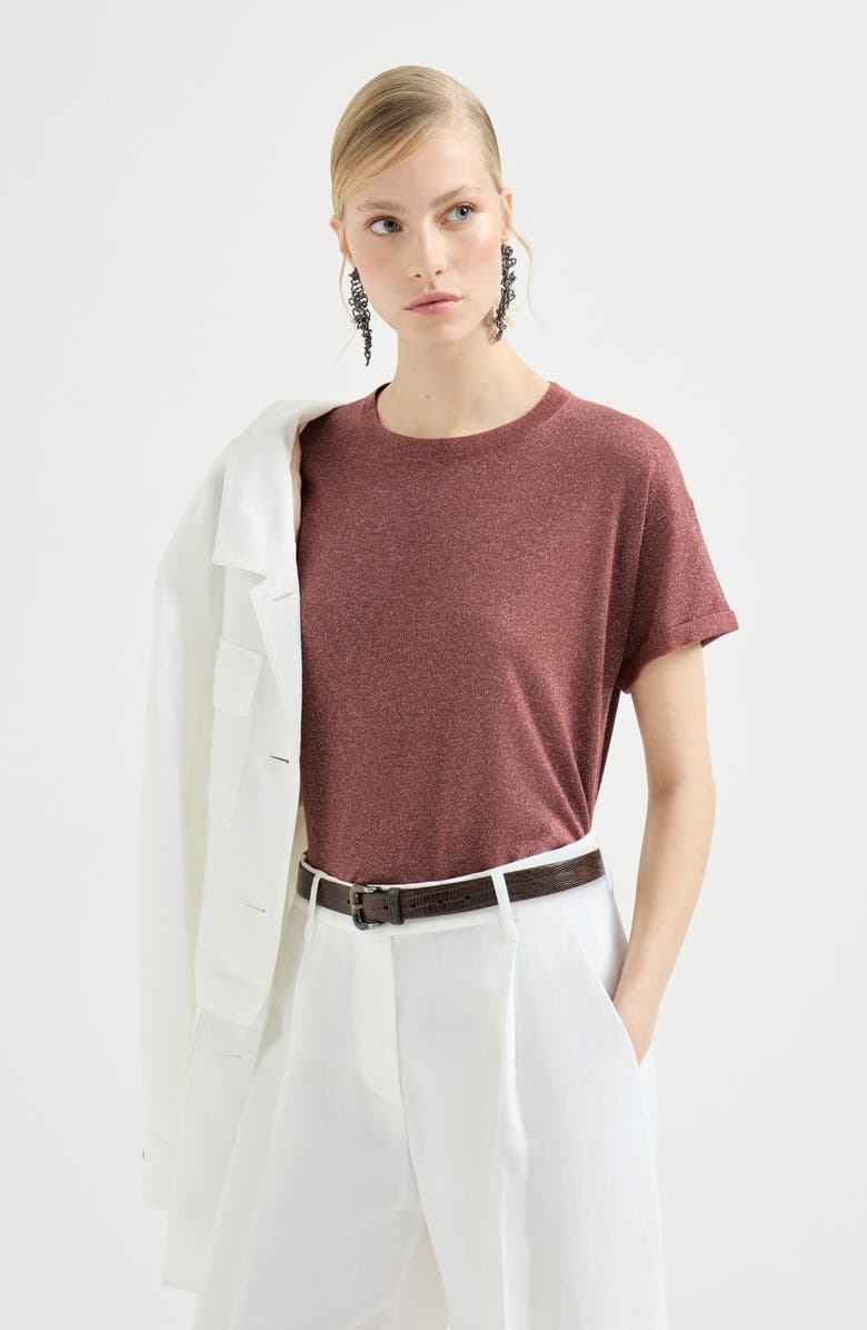 Brunello Cucinelli Cashmere and silk lightweight sweater, Alternate, color, Orange