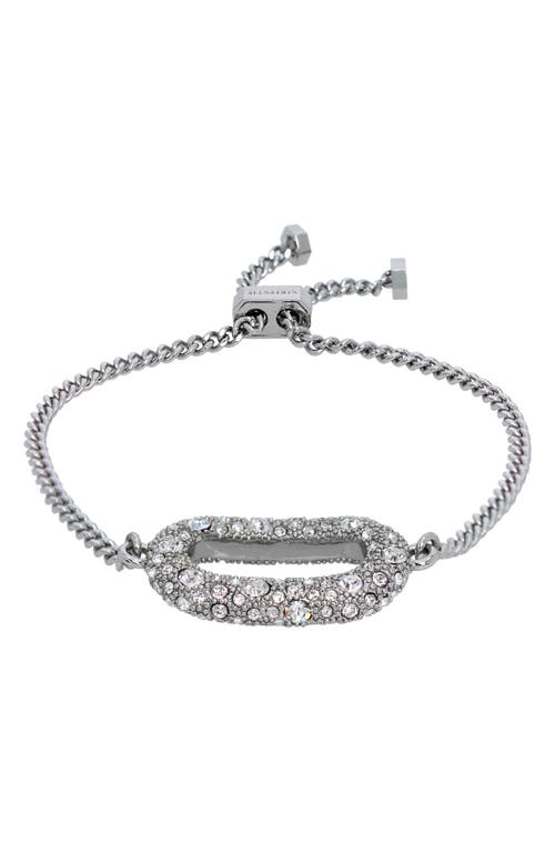 Allsaints Pavé Oval Curb Chain Slider Bracelet In Gray