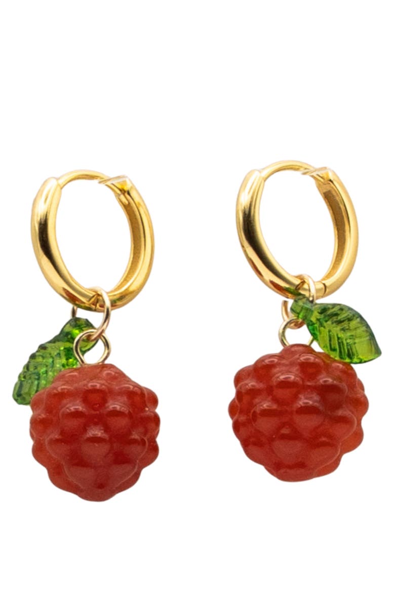 seree Harvest Raspberry Jade stone charm earrings, Main, color, Pink