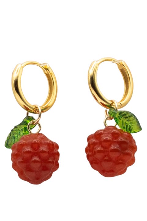 Harvest Raspberry Jade stone charm earrings