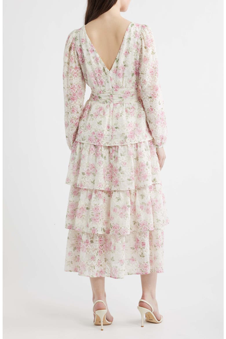 Eliana Floral Print Embroidered Long Sleeve Maxi Dress, Alternate, color, BLUSH BLOSSOM