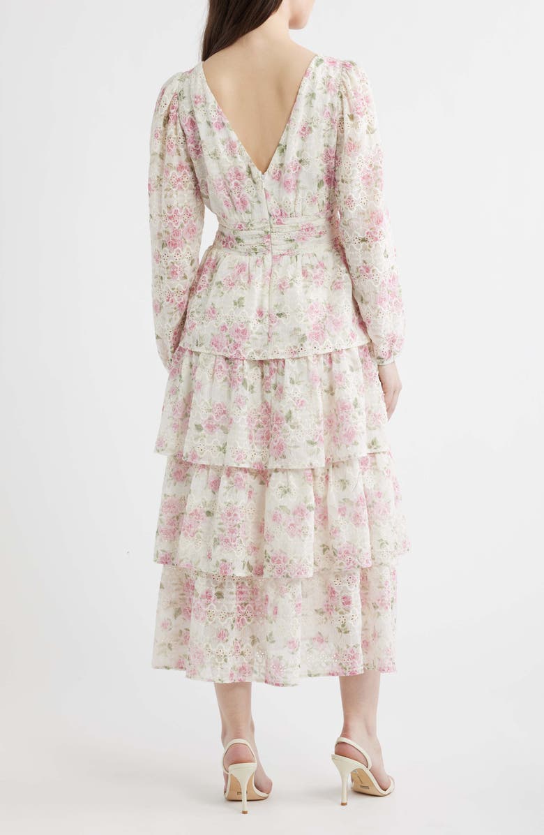 LAYERED WITH LOVE Eliana Floral Print Embroidered Long Sleeve Maxi Dress, Alternate, color, Blush Blossom