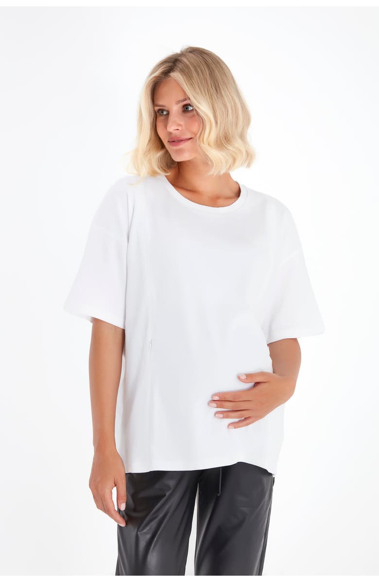 Accouchée Anytime Anywhere Side Zip Maternity/Nursing T-Shirt, Alternate, color, White