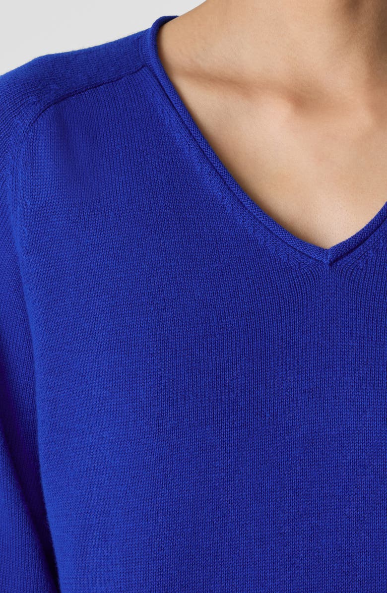 Eileen Fisher Saddle Stitch Organic Cotton Blend Sweater, Alternate, color, Lapis