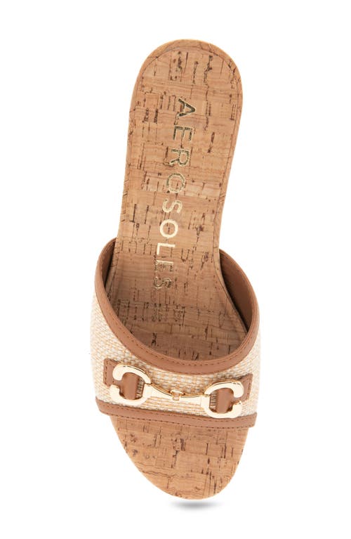 Shop Aerosoles Wava Wedge Slide Sandal In Natural/tan Raffia