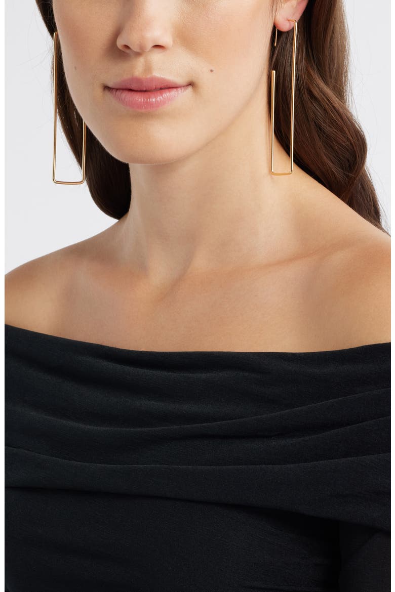 Rectangular Hoop Earrings, Alternate, color, GOLD
