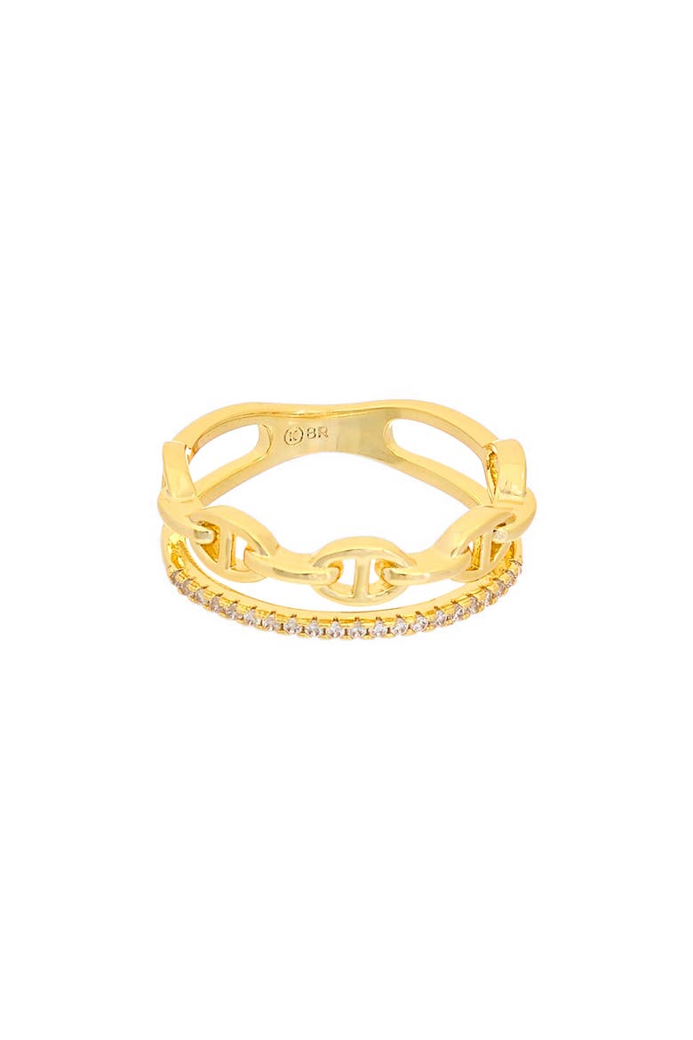 Cubic Zirconia Mariner Link Band Ring, Main, color, YELLOW GOLD