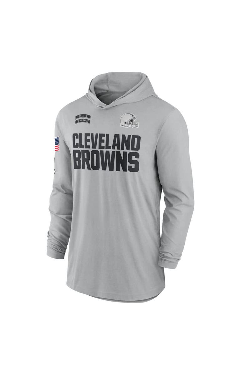 Nike Men's Nike Gray Cleveland Browns 2024 Salute to Service Lightweight Performance Long Sleeve Hooded T-Shirt, Alternate, color, Gray