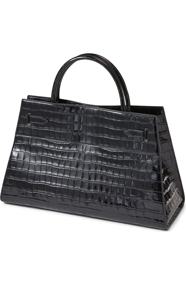 Veronica Beard Large Dash Croc Embossed Leather Tote, Alternate, color, Black