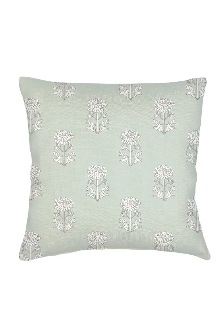 Block Print Linen Euro Pillow with Down Alternative Insert, Main, color, Mint Green