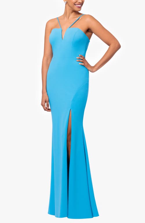 Xscape Evenings Scuba Crepe Mermaid Gown In Dark Aqua