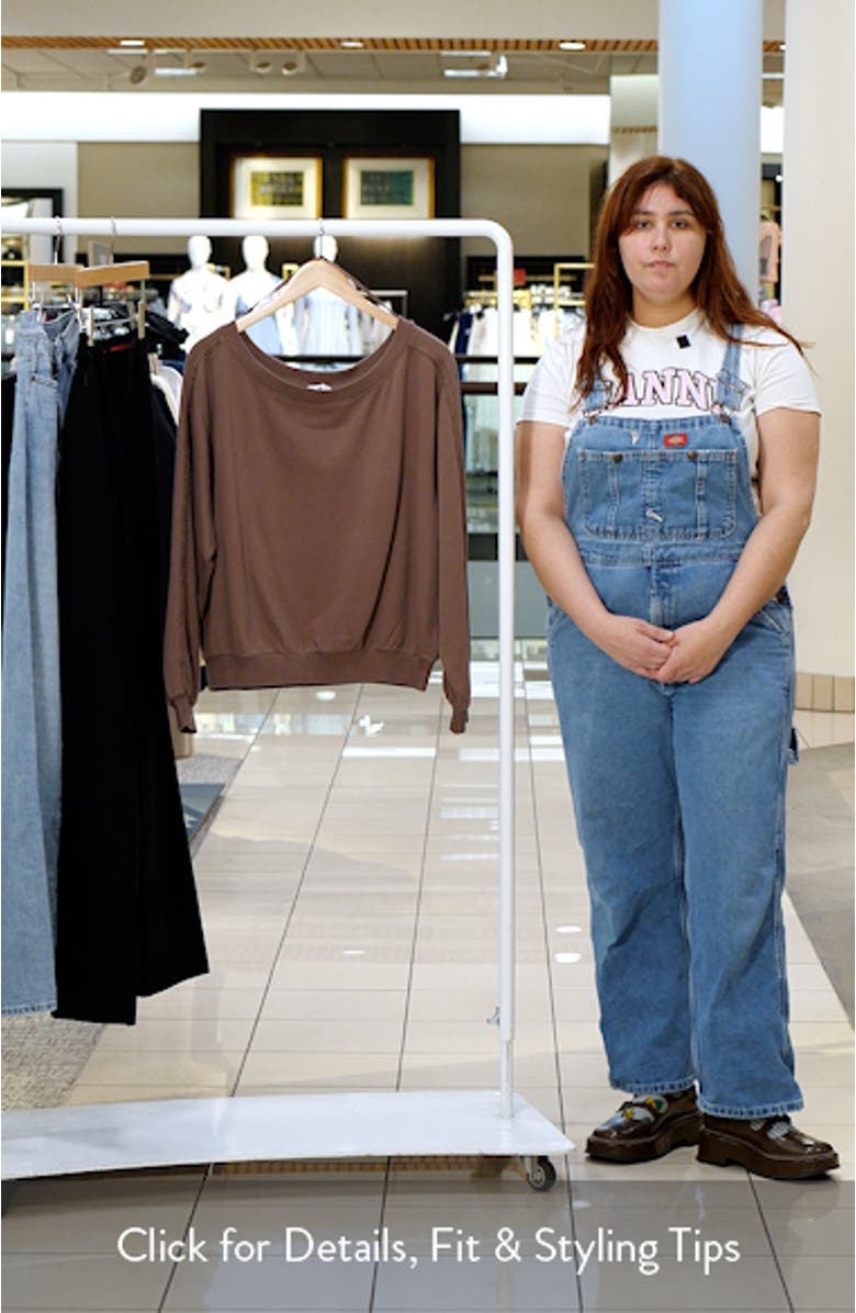 Lace Trim Off the Shoulder Cotton Blend Sweatshirt, sales video thumbnail