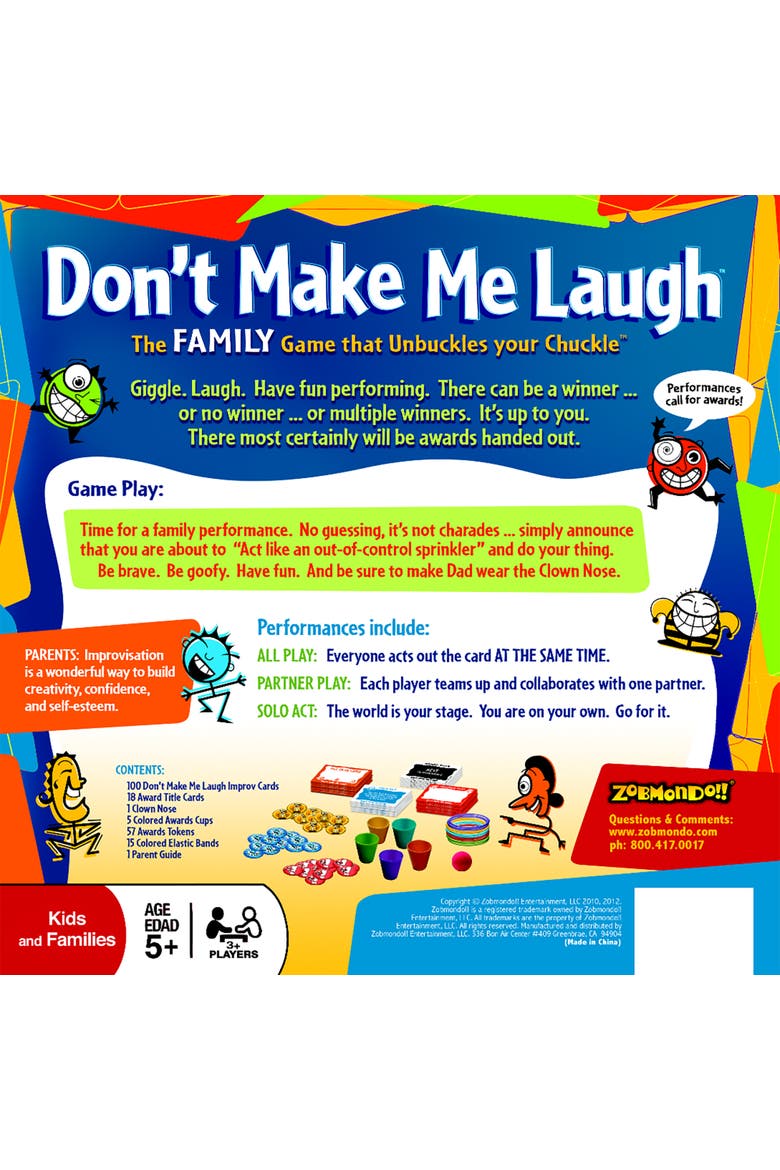 Don't Make Me Laugh! Silly Charades Party Game, Alternate, color, Multicolored