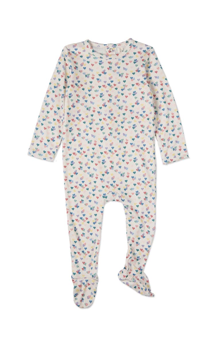 MiniMoi Candied Hearts Pointelle Footie, Main, color, Multi Color Print