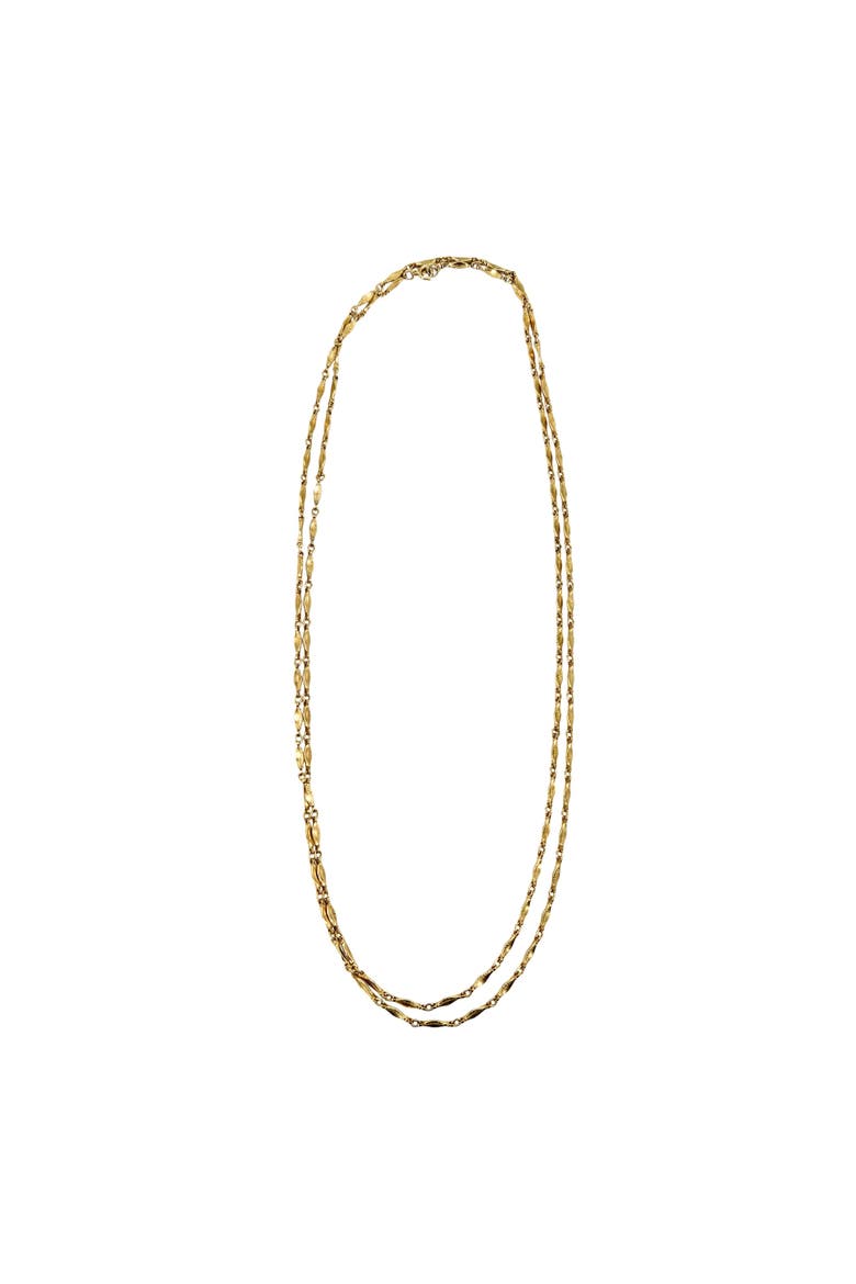 Vintage 1970s Gold Tone Long Station Chain Necklace, Alternate, color, gold