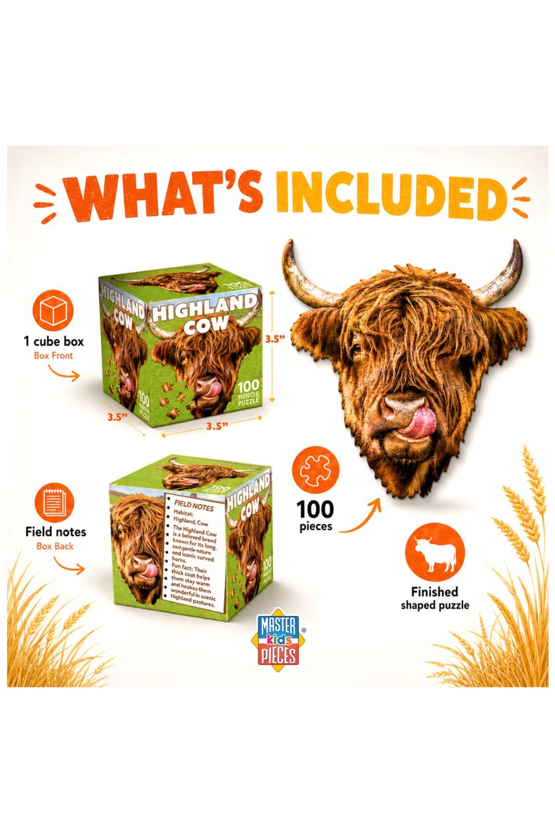 Highland Cow 100 Piece Shaped Puzzle, Alternate, color, Multicolor