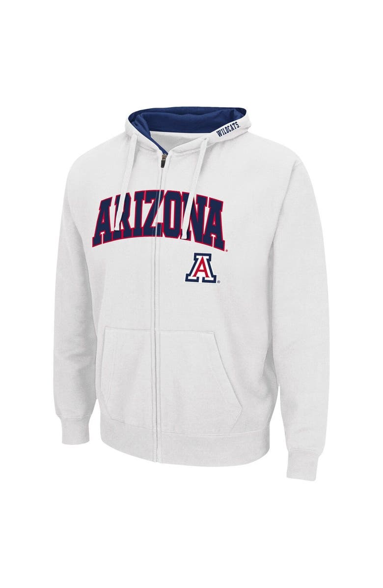 COLOSSEUM Men's Colosseum White Arizona Wildcats Arch & Logo 3.0 Full-Zip Hoodie, Alternate, color, White
