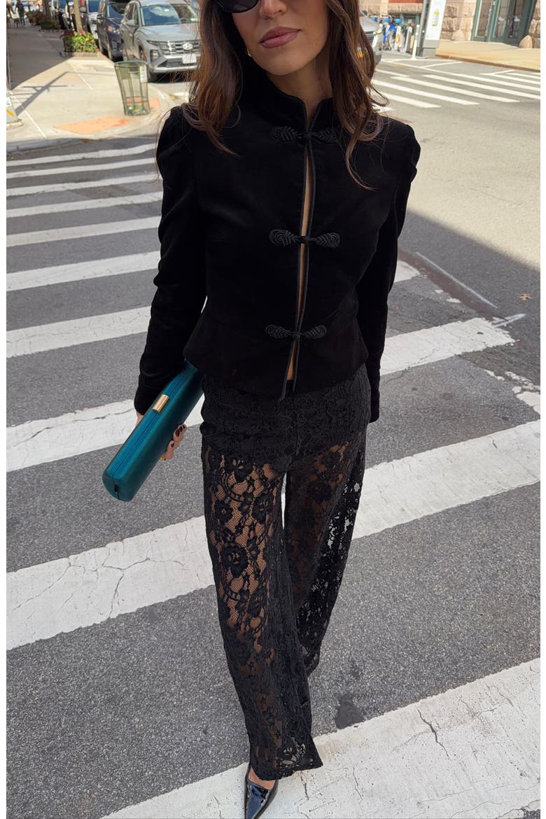 x Rose Lola Broadway Lace Wide Leg Pants, Alternate, color, BLACK