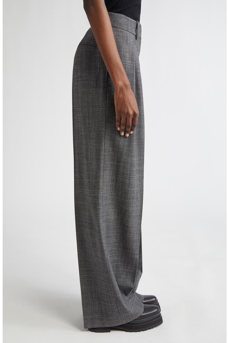Pleated Slouch Wool & Silk Trousers, Alternate, color, GRAPHITE MULTI