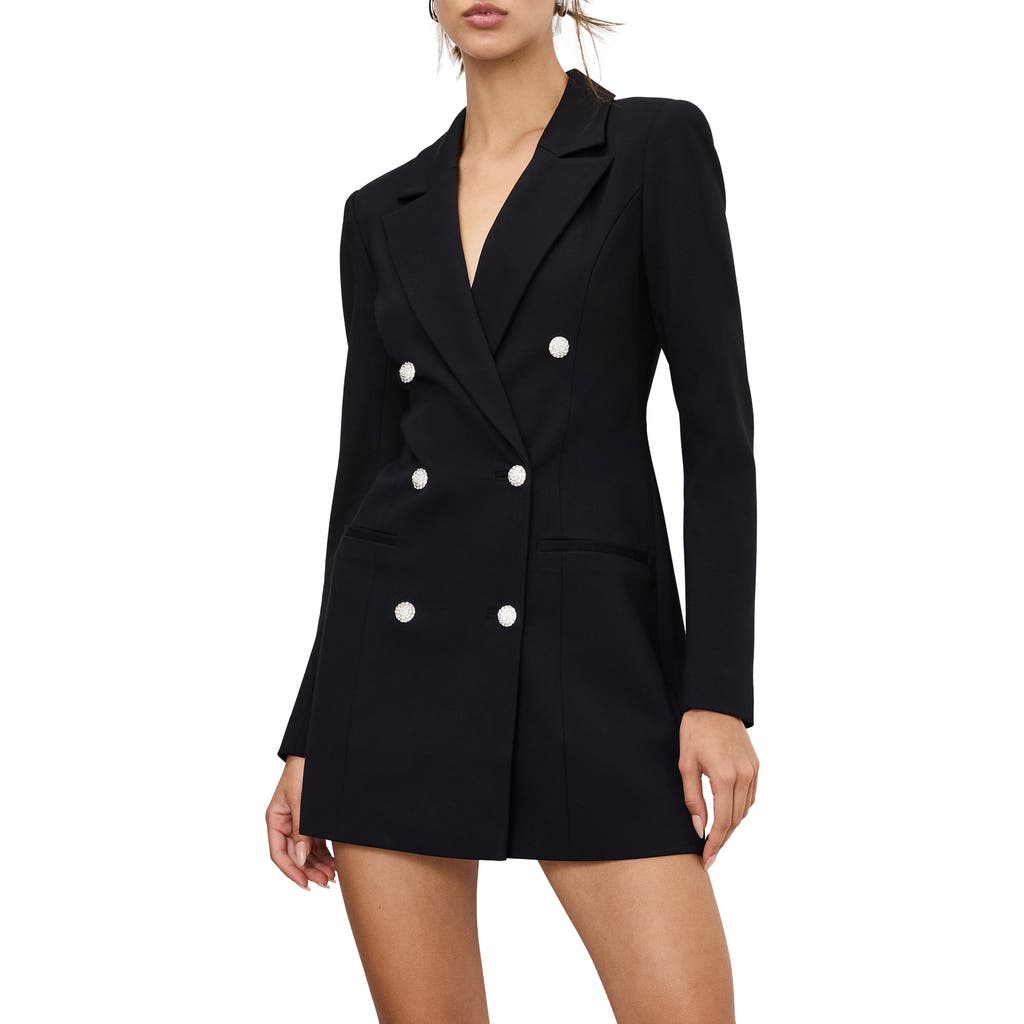 Good American Luxe Suiting Exec Long Sleeve Blazer Minidress In Black