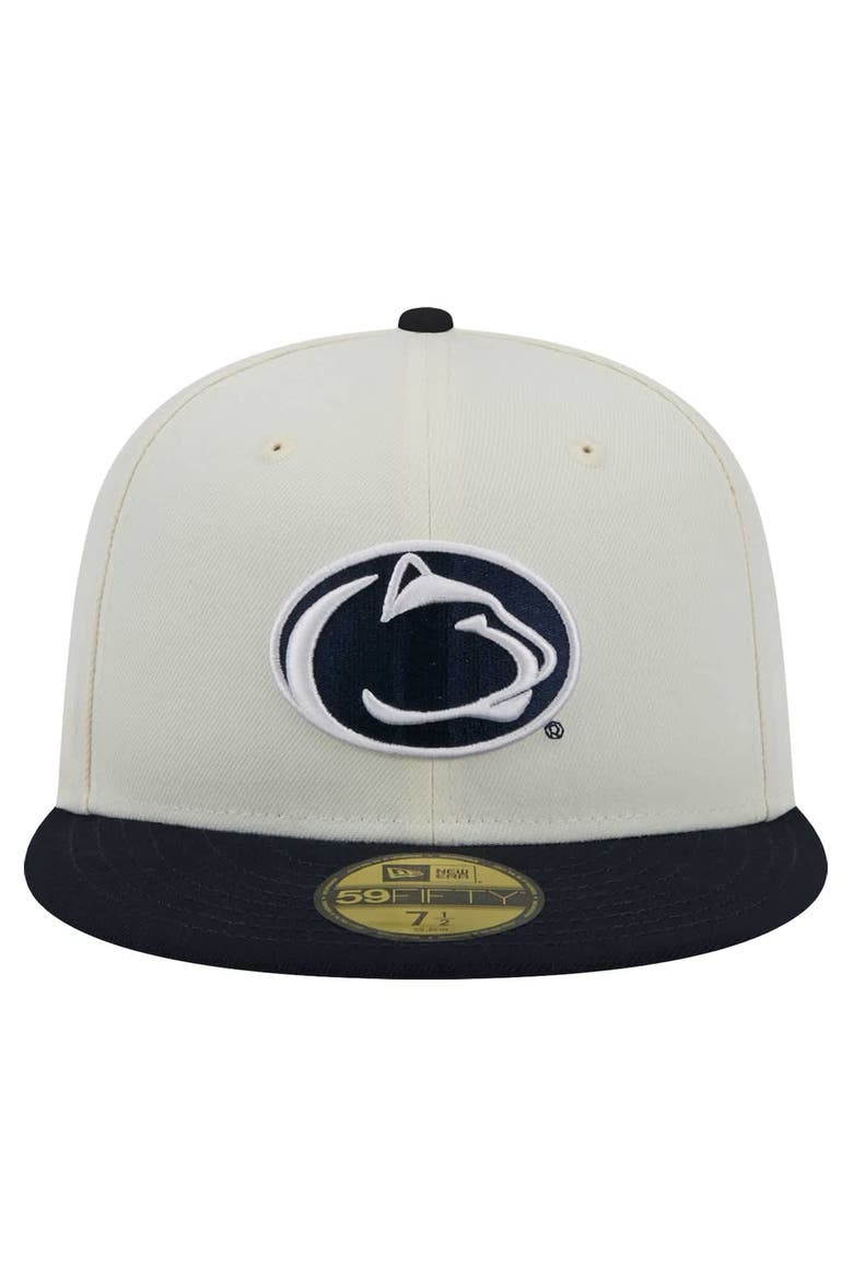 Men's New Era Cream Penn State Nittany Lions Chrome 59FIFTY Fitted Hat, Alternate, color, Cream