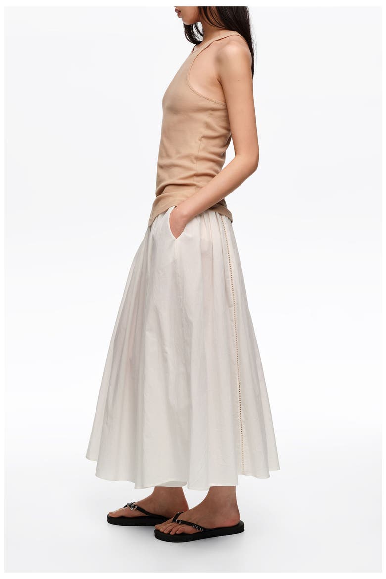 Gathered Voluminous Cotton Skirt, Alternate, color, WHITE