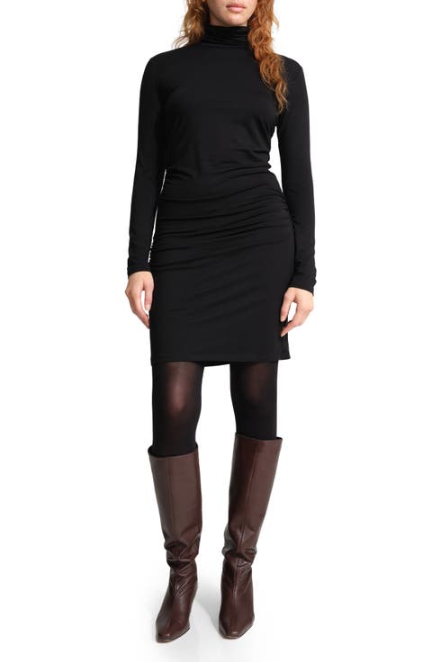 Phoebe Turtleneck Ruched Long Sleeve Dress
