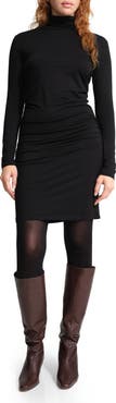 Marcella Phoebe Turtleneck Ruched Long Sleeve Dress