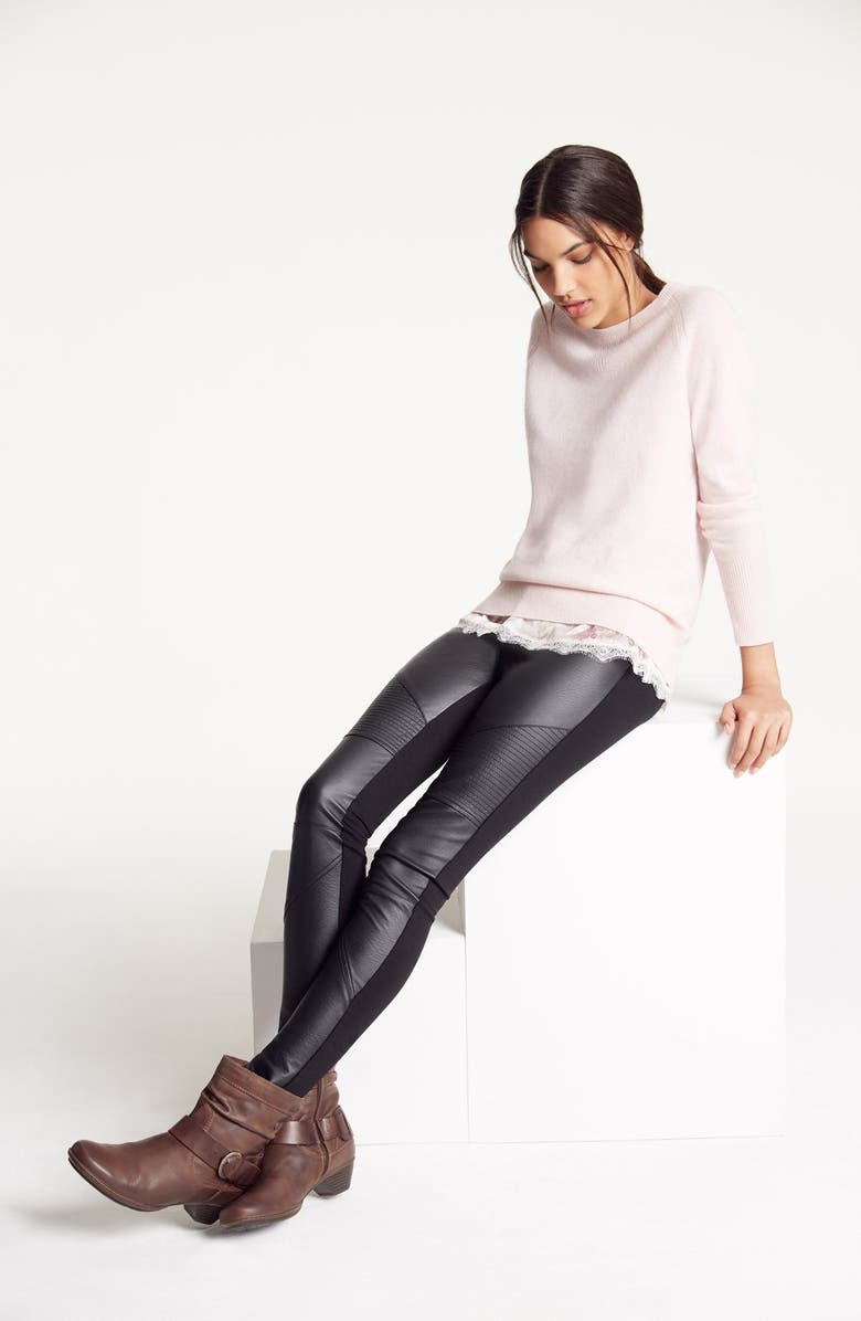 Trouvé Faux Leather Front Leggings, Main, color, 
