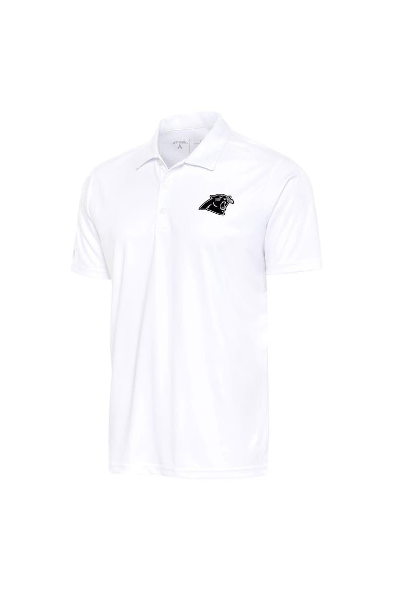 Men's Antigua White Carolina Panthers Metallic Logo Big & Tall Tribute Polo, Main, color, White