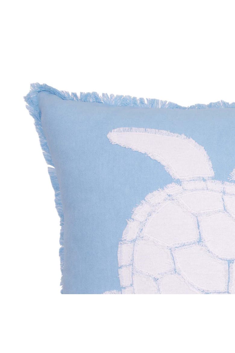 Blue Turtle Chilling Tufted Fringed Throw Pillow, 18" x 18", Alternate, color, Blue