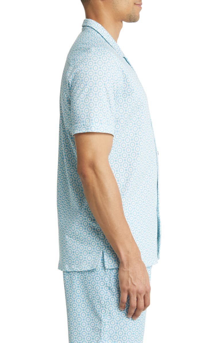 Stone Rose Medallion Print Performance Short Sleeve Button-Up Camp Shirt, Alternate, color, 