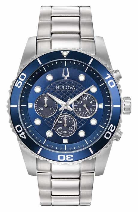 BULOVA Water Resistant Bracelet Strap Chronograph Watch, 43mm