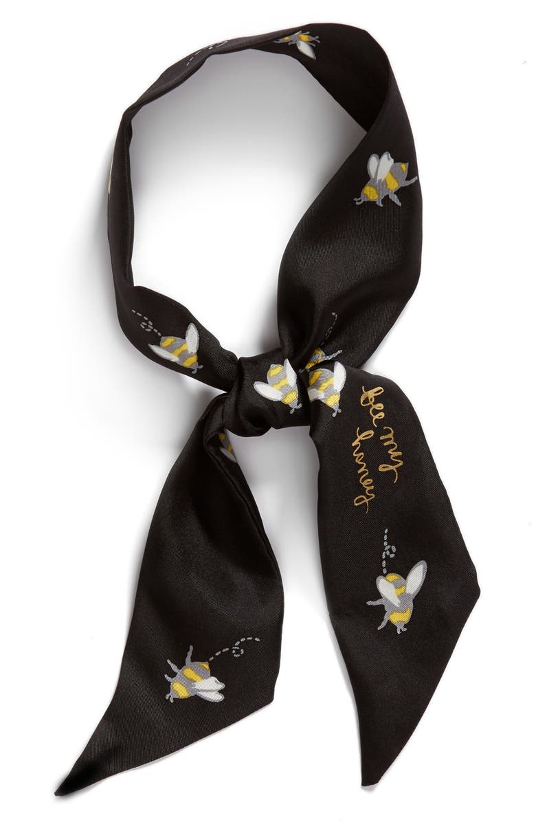 Kate Spade New York abuzz skinny silk scarf, Alternate, color, 