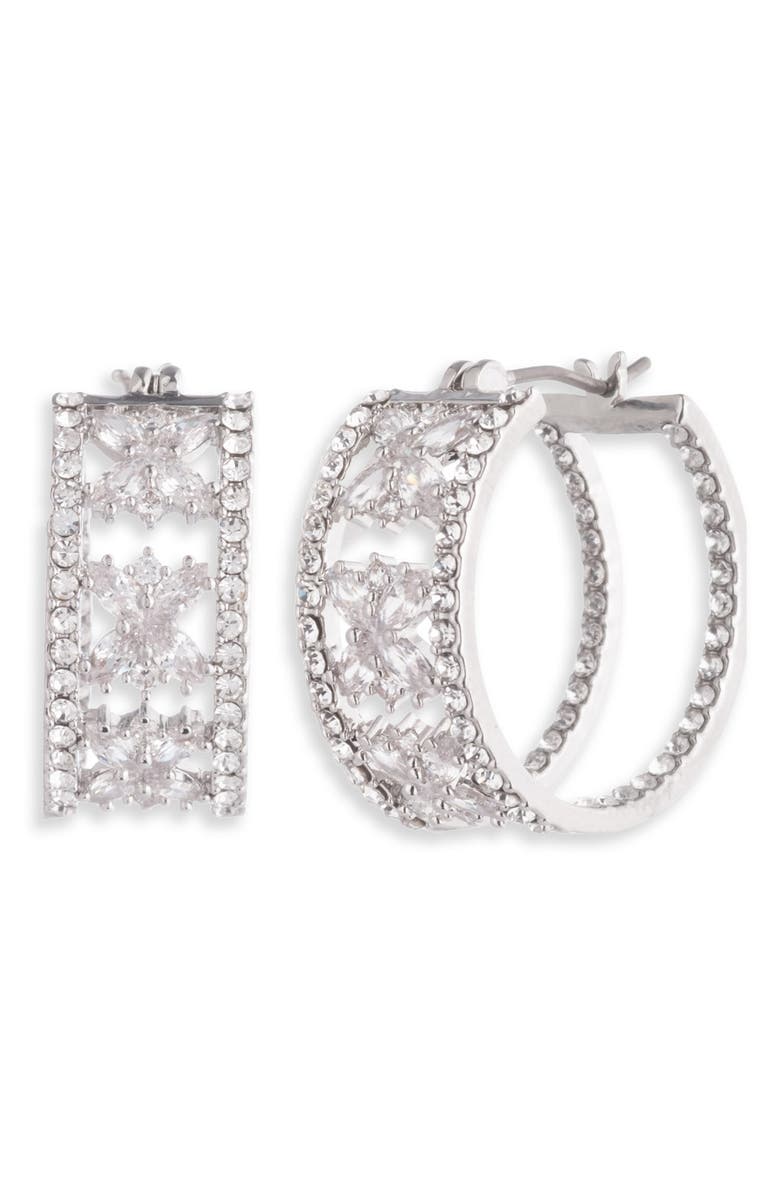 Marchesa Starstruck Cubic Zirconia Hoop Earrings, Main, color, 