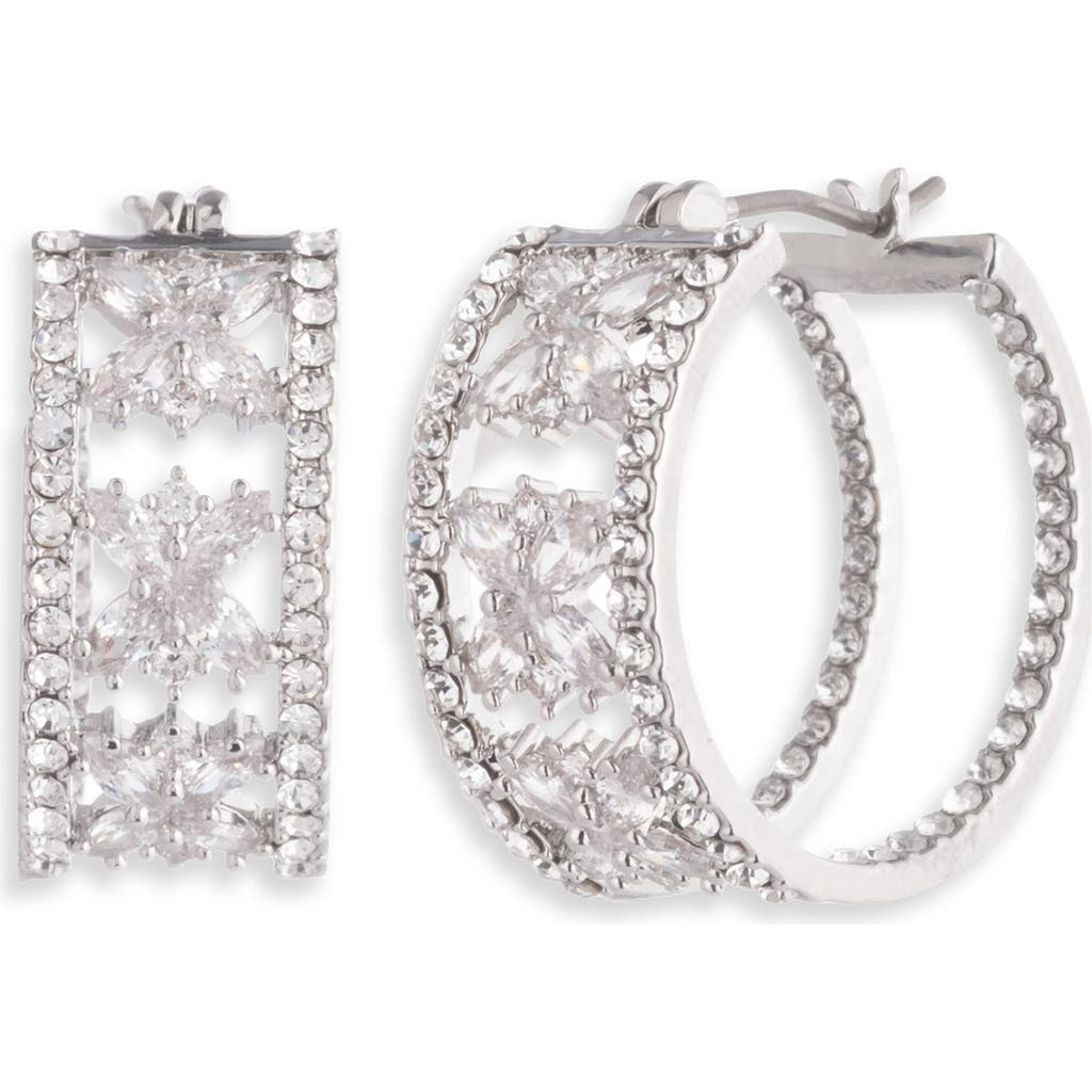 Marchesa Starstruck Cubic Zirconia Hoop Earrings In Metallic