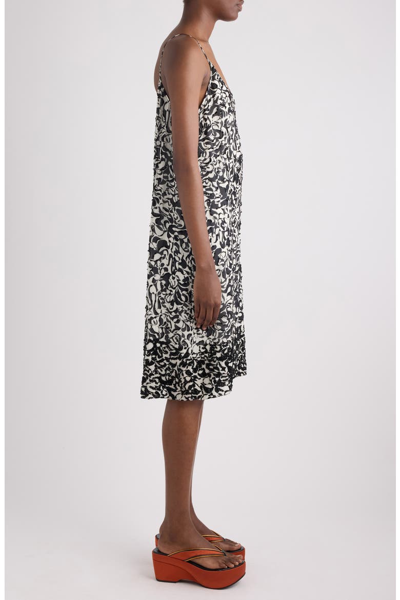 Denya Embellished Dotted Squiggle Print Slipdress, Alternate, color, BLACK