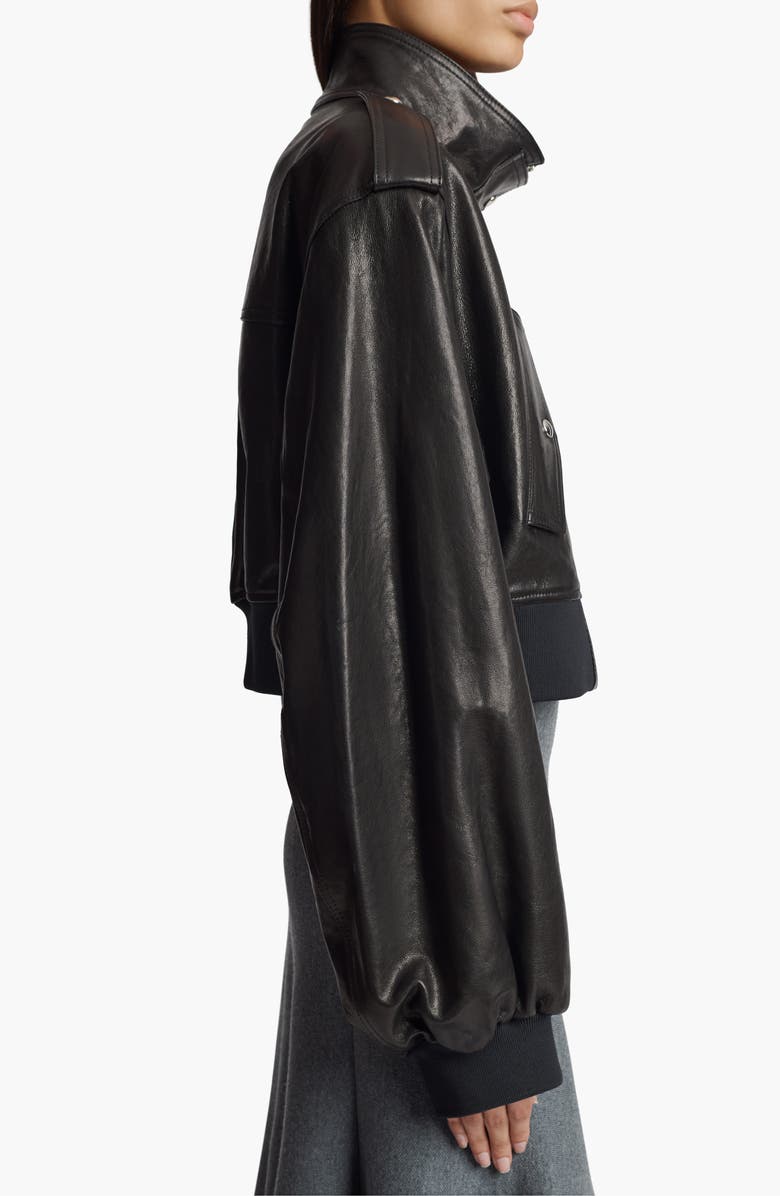 Khaite Kember Leather Crop Jacket, Alternate, color, 