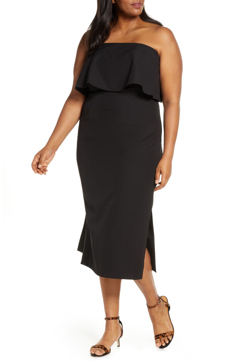 Strapless Party Dress, Main, color, BLACK