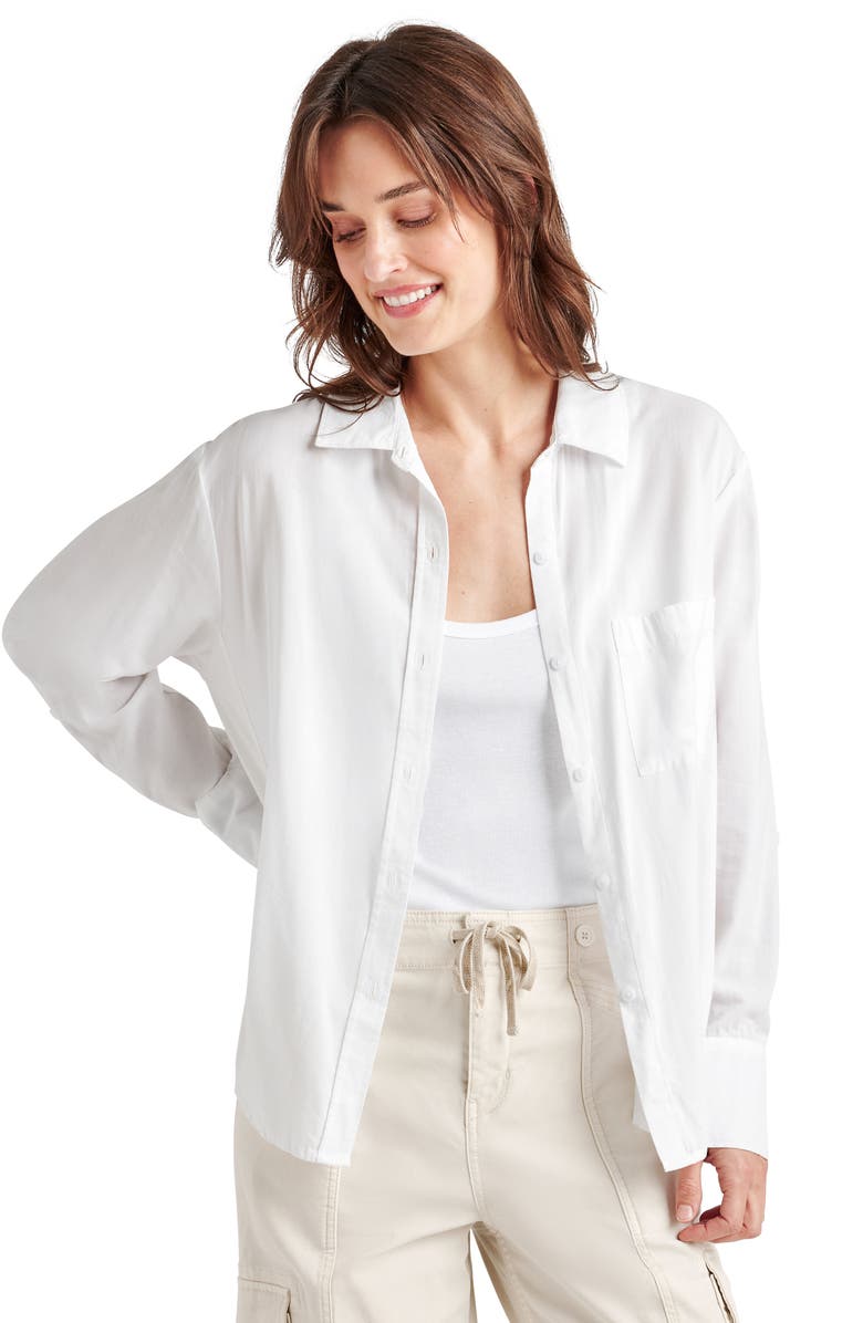 Splendid Reese Cotton Blend Button-Down Shirt, Alternate, color, White