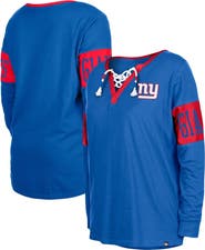 New Era Women's New Era Royal New York Giants Lace-Up Notch Neck Long Sleeve T-Shirt