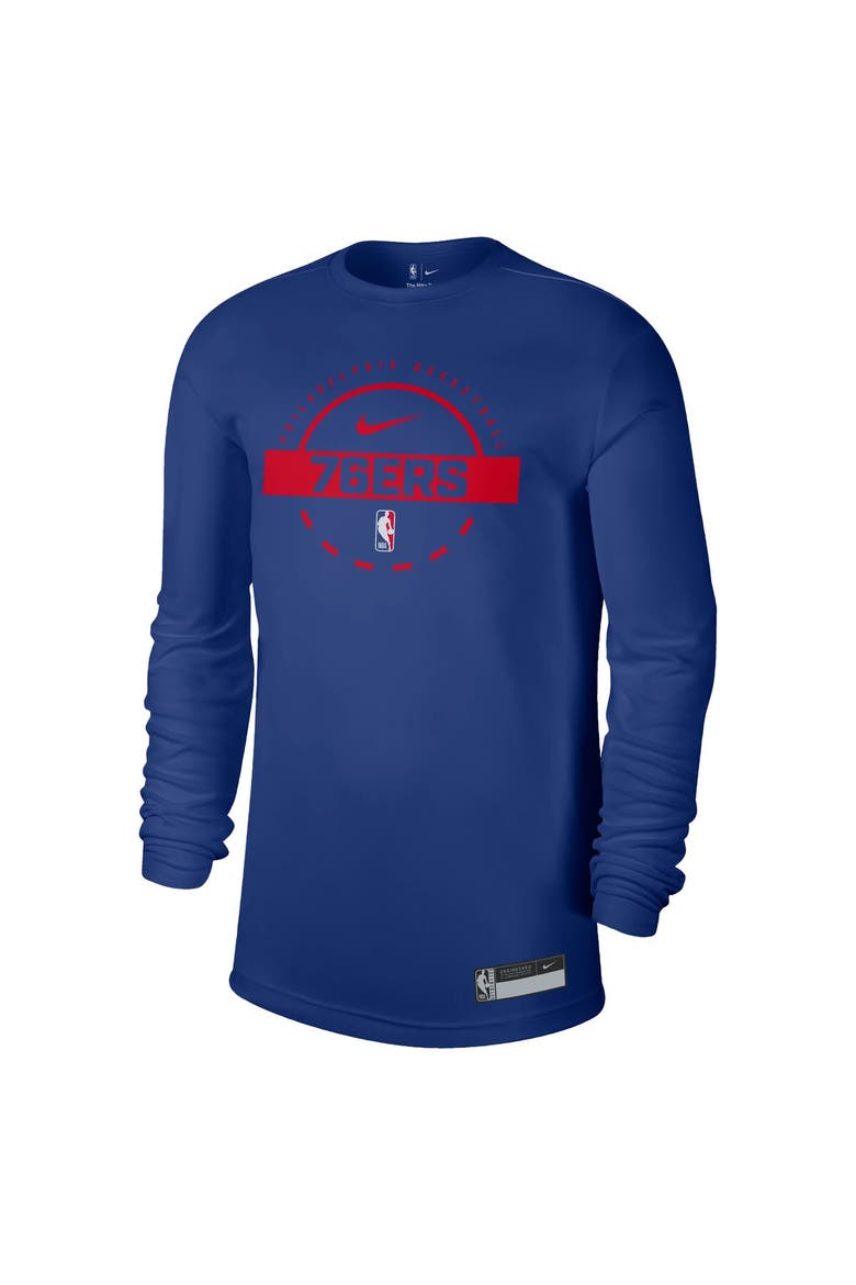 Men's Nike Royal Philadelphia 76ers 2025/26 On-Court Flare Dri-FIT Practice Long Sleeve Tri-Blend T-Shirt, Alternate, color, Royal
