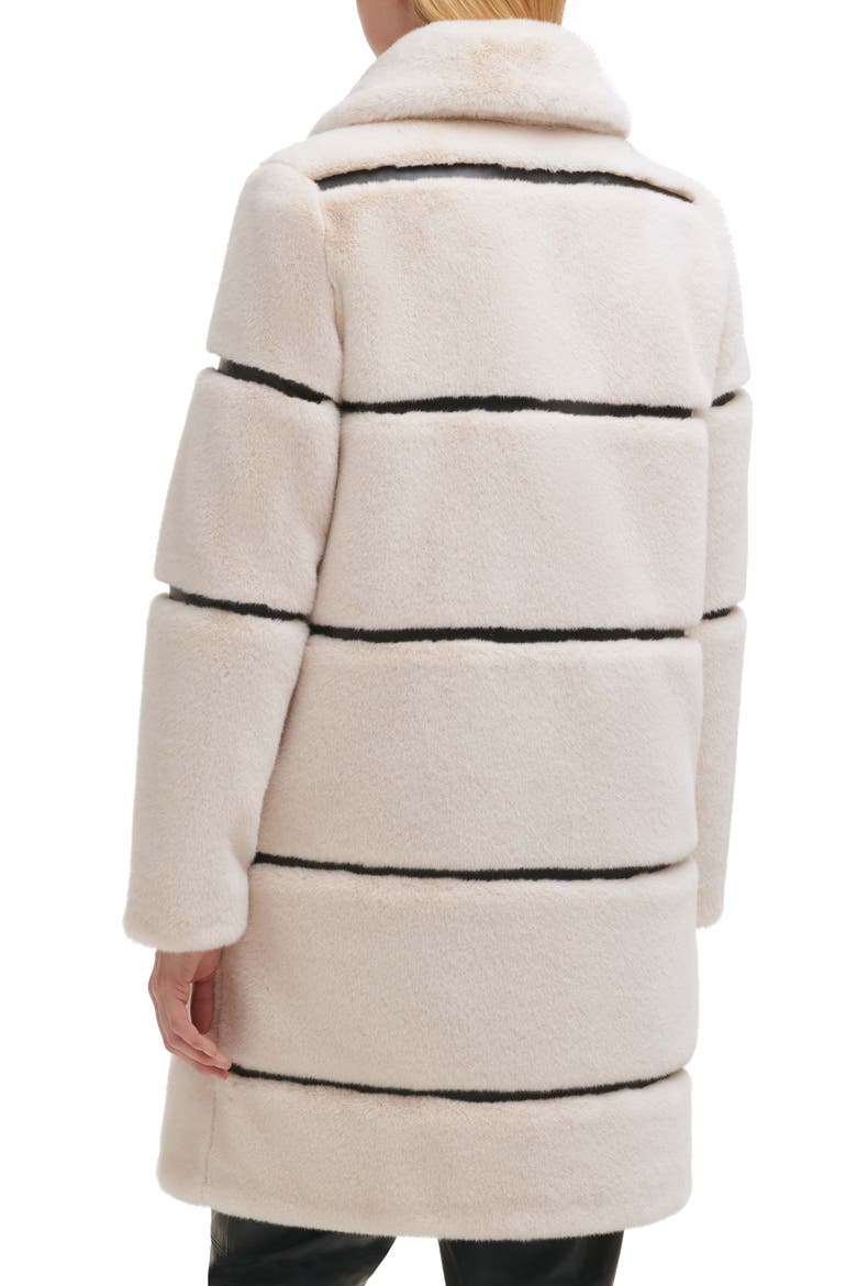 Quilted Longline Faux Fur Coat, Alternate, color, OYSTER