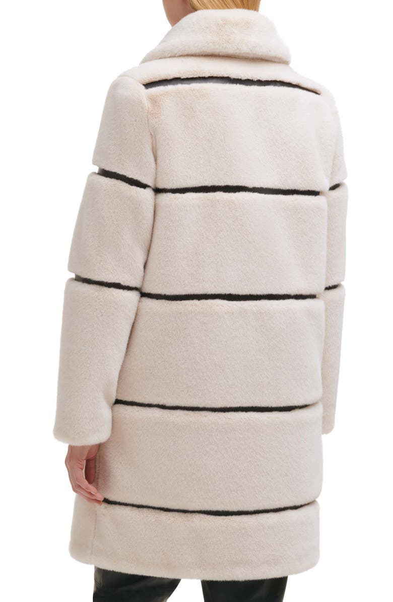 KARL LAGERFELD PARIS Quilted Longline Faux Fur Coat, Alternate, color, Oyster