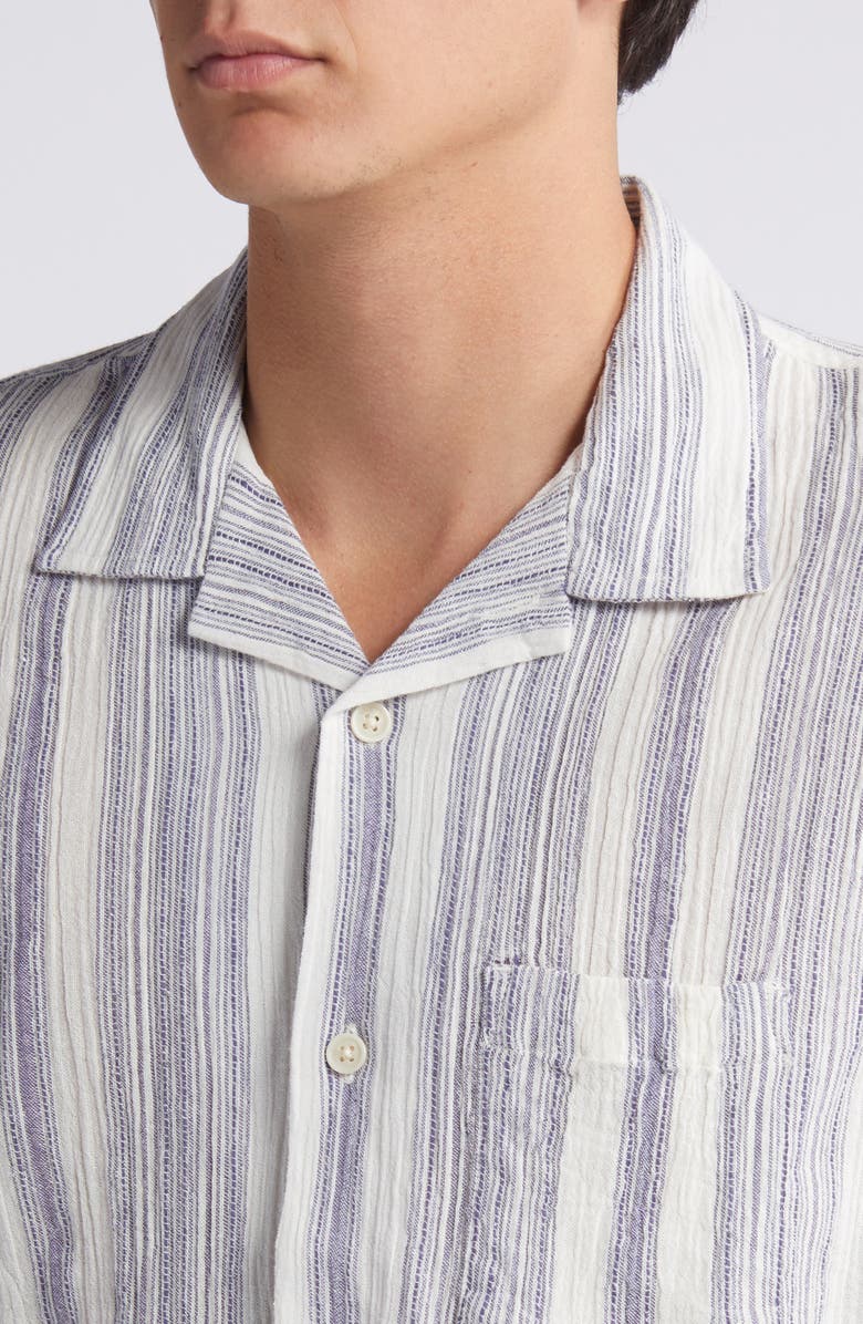 Corridor Tallis Stripe Cotton Blend Camp Shirt, Alternate, color, Natural