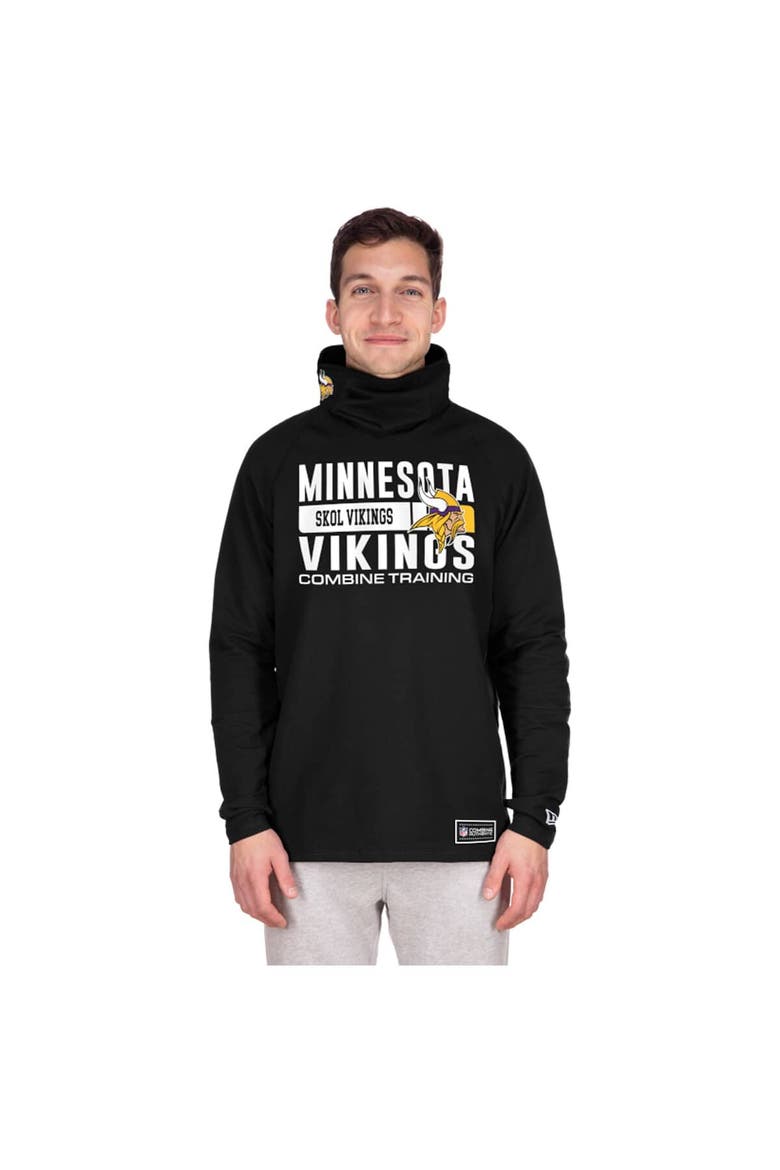 Men's New Era Black Minnesota Vikings Functional Fandom Balaclava Helmet Stripe Tri-Blend Hoodie, Alternate, color, Black